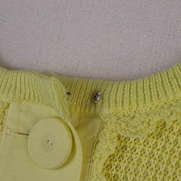 Anthropologie Knitted & Knotted Size Small Yellow Button Front Peplum Top NWOT - Picture 5 of 16